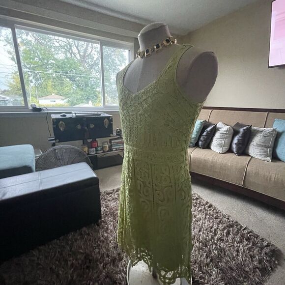 Vintage Kroshetta by Papillion Green Lined Fit & Flare Dress Size Large Witchy - Picture 6 of 14